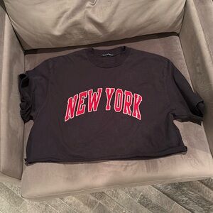 Black T-Shirt with Red New York Print